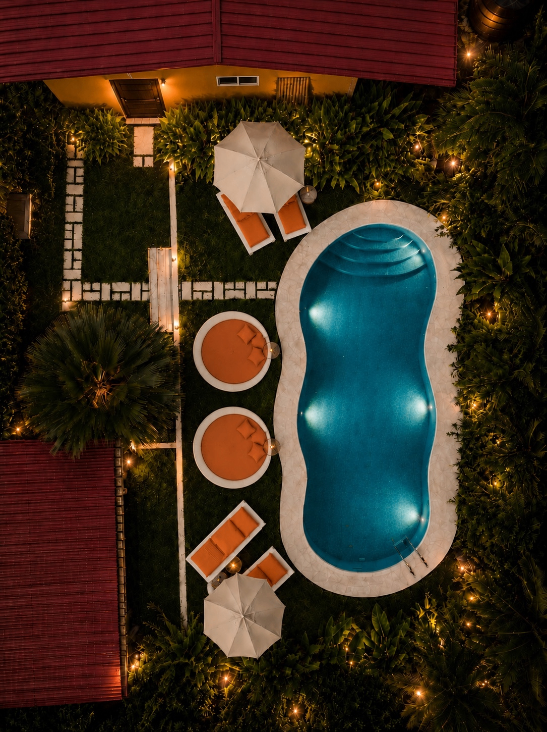 Tropical garden walkway at Lukas Garden Accra private estate